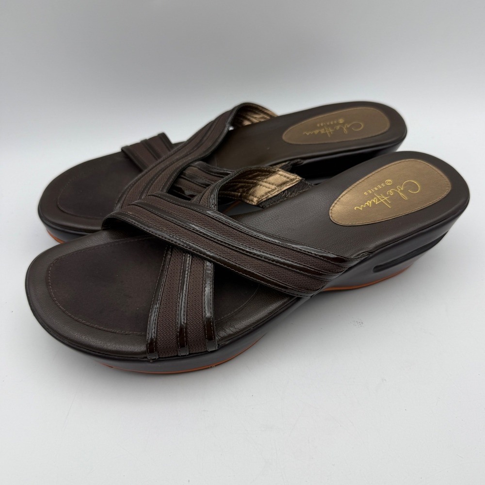 Cole Haan Wedge Sandals Womens 7.5 AA Narrow Brown G Series Nike Air Slide